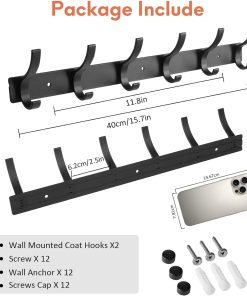 Alternative view of Optish Coat Rack Wall Mount. Wall Hooks for Hanging. Entry Coat Hooks Coat Hanger. Hat Rack Holder for Wall. Key Holder Purse Racks. Towel Rack for Bathrooms (2 Pack. Black)