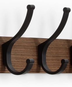 Optish Coat Rack Wall Mount. 16.5 Inches Wood Coat Hooks. Wall Hooks for Hanging. Hat Rack Bag Hanger Key Holder for Wall. Purse Hanger Towel Racks for Bathroom (1Pack. Brown)