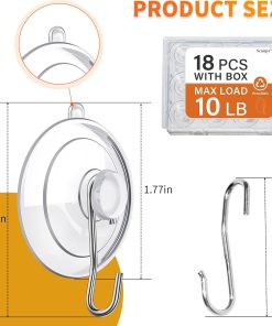 Alternative view of 18 Pack Suction Cup Hooks Max Load 10LB. 1.77Inch Suction Cup Hook for Glass Window. Reusable. Suitable for Glass. Windows. Bathrooms. Kitchens. Tiles. Shower Cubicles