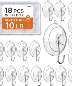 18 Pack Suction Cup Hooks Max Load 10LB. 1.77Inch Suction Cup Hook for Glass Window. Reusable. Suitable for Glass. Windows. Bathrooms. Kitchens. Tiles. Shower Cubicles